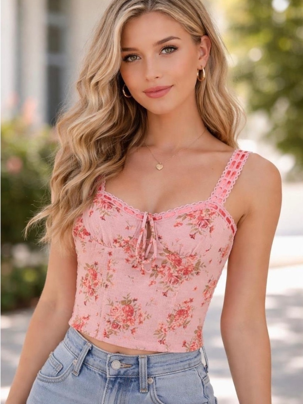 Thirty Thirty LA Romantic Floral Corset Style Top